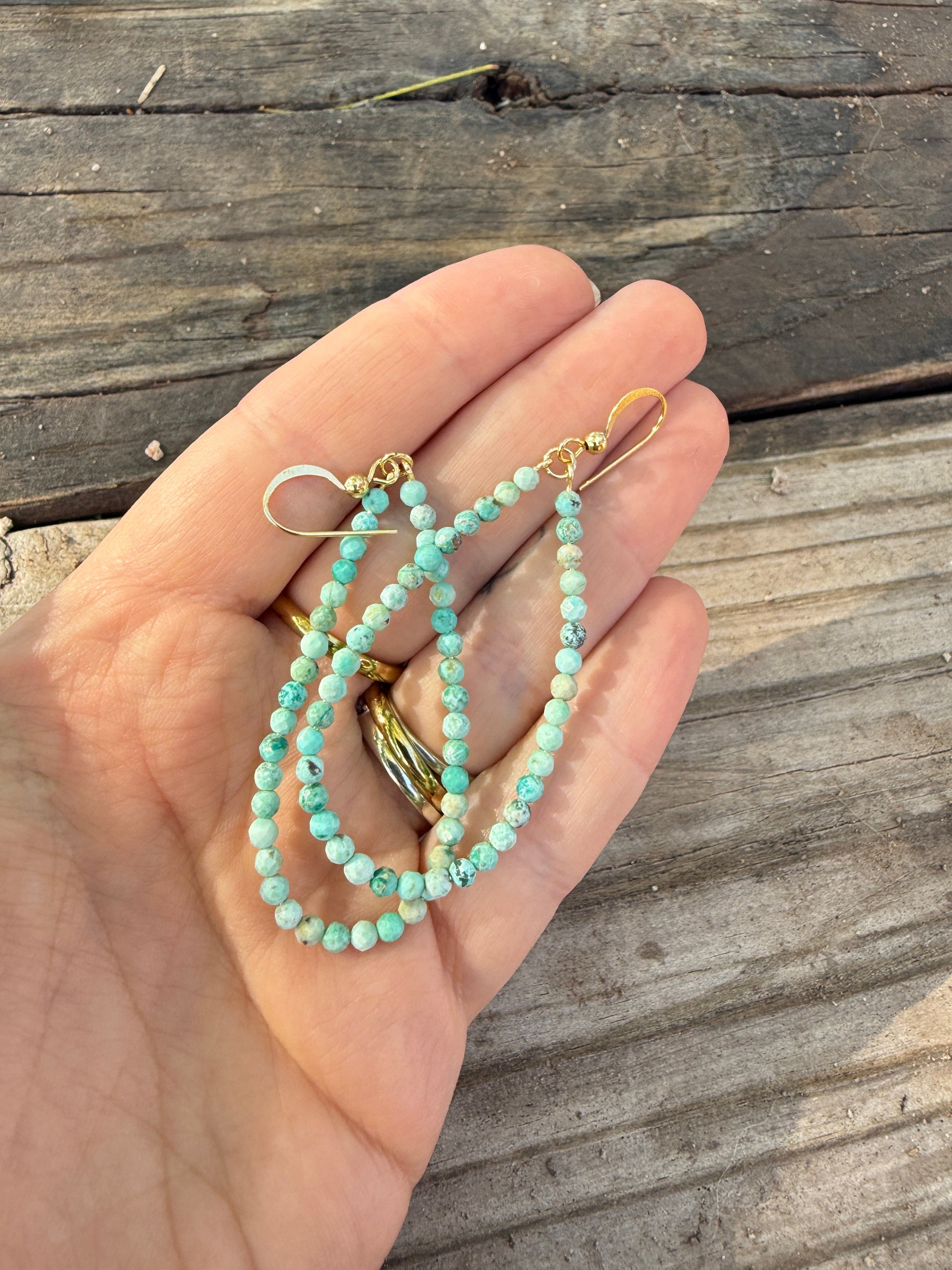 “The Golden Collection” Handmade 14k Gold Plated Turquoise FREEBIRD Earrings Nizhoni Traders LLC