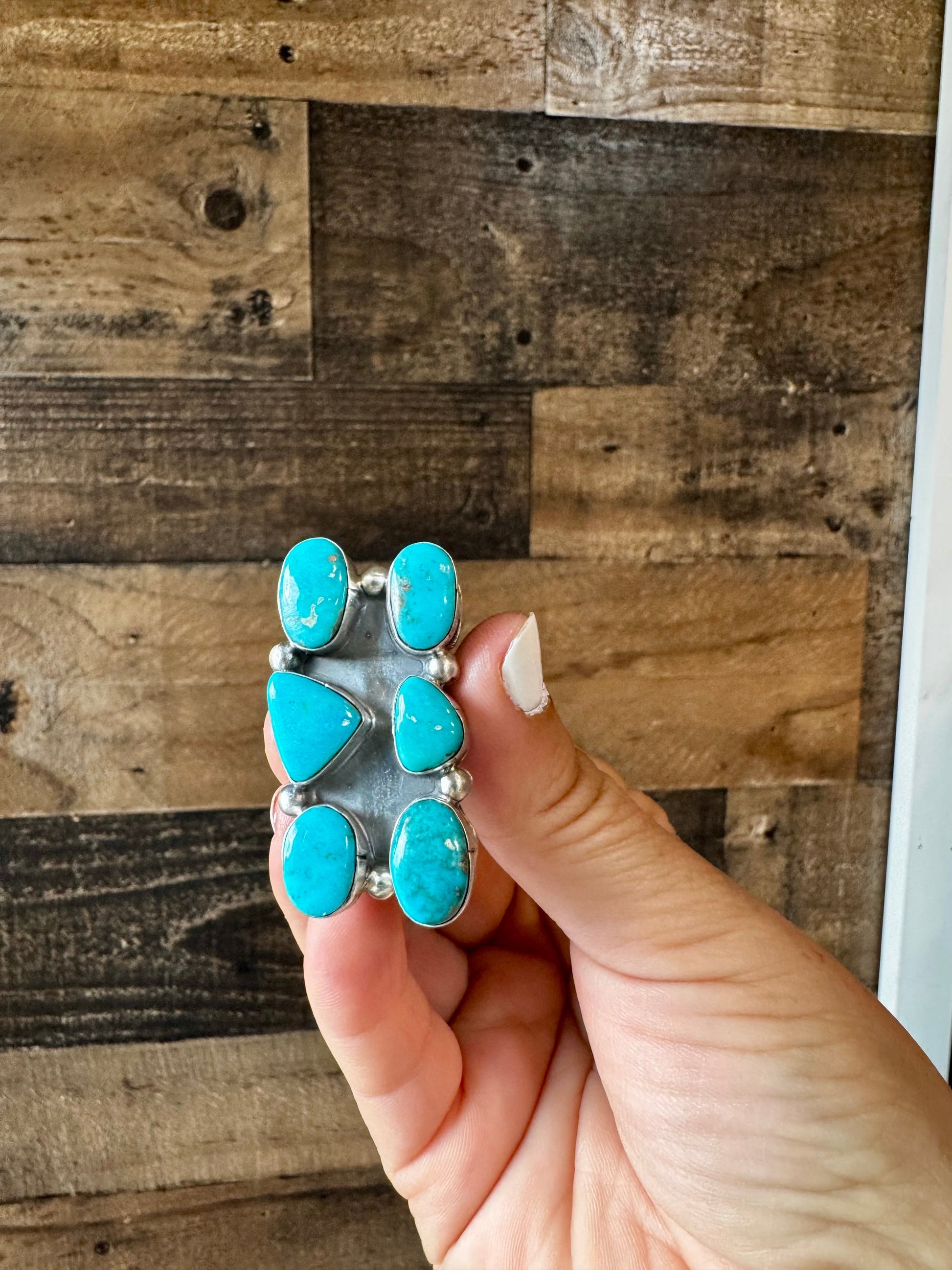 Long Ring- 6- Kingman turquoise ring and sterling silver The Bijoux FAB Jewelry
