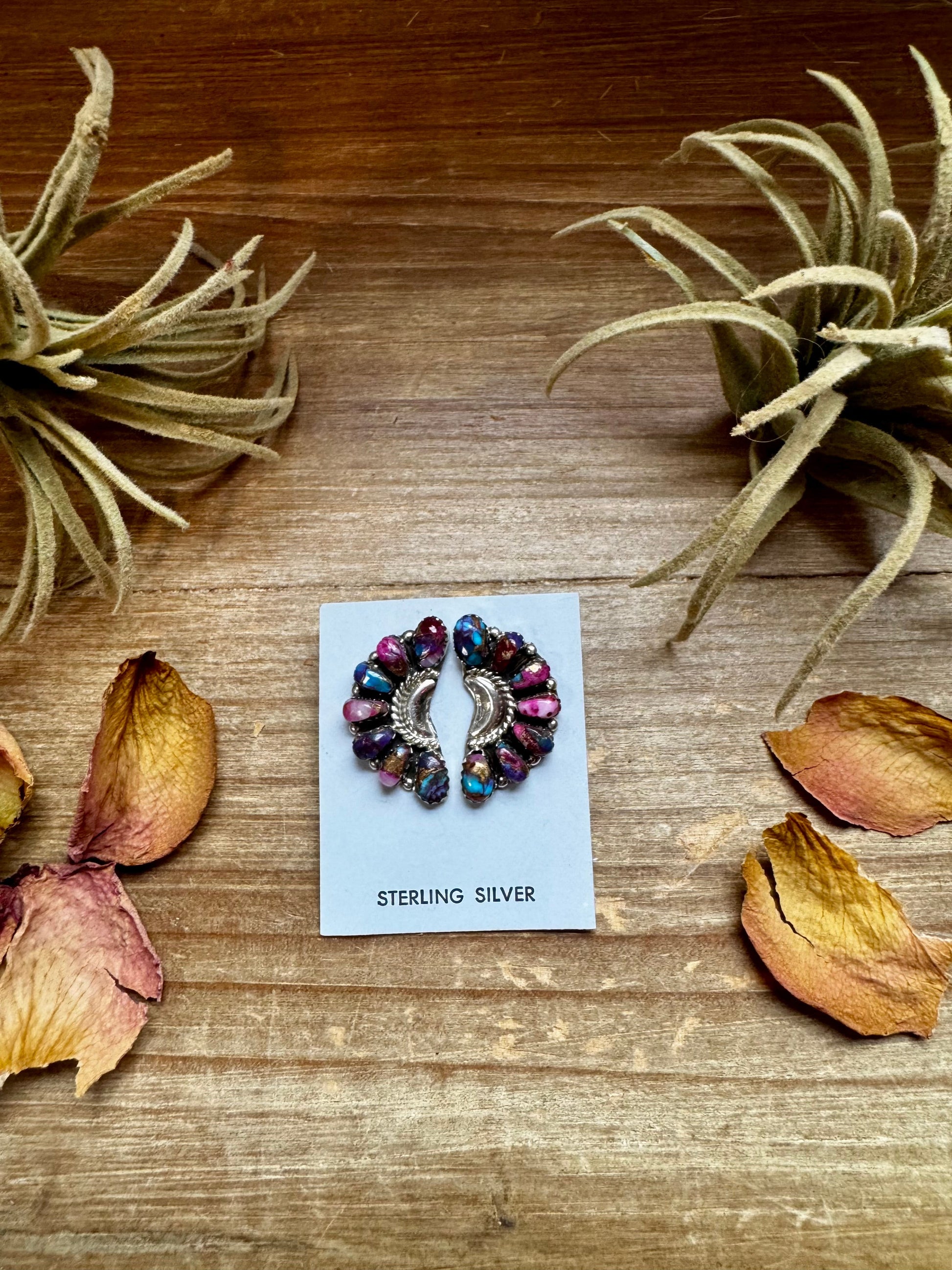 Half Cluster Earrings – Pink Dahlia & Sterling Silver The Bijoux FAB Jewelry