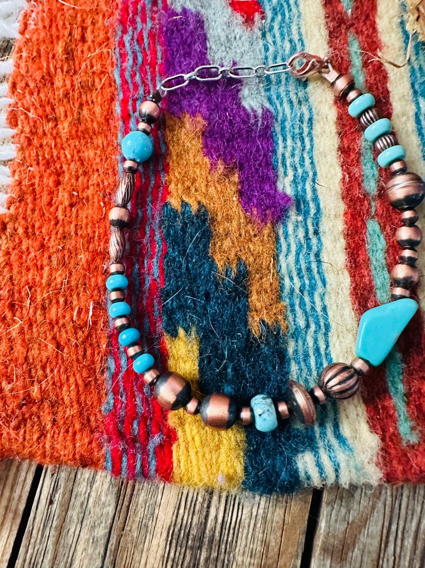 Handcrafted Turquoise & Copper Beaded Bracelet Nizhoni Traders LLC