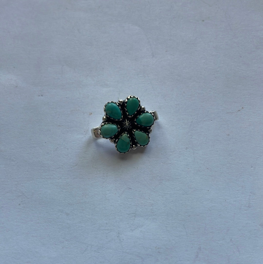 Nizhoni Turquoise & Sterling Silver Handmade Watch Charms rounded petals Nizhoni Traders LLC