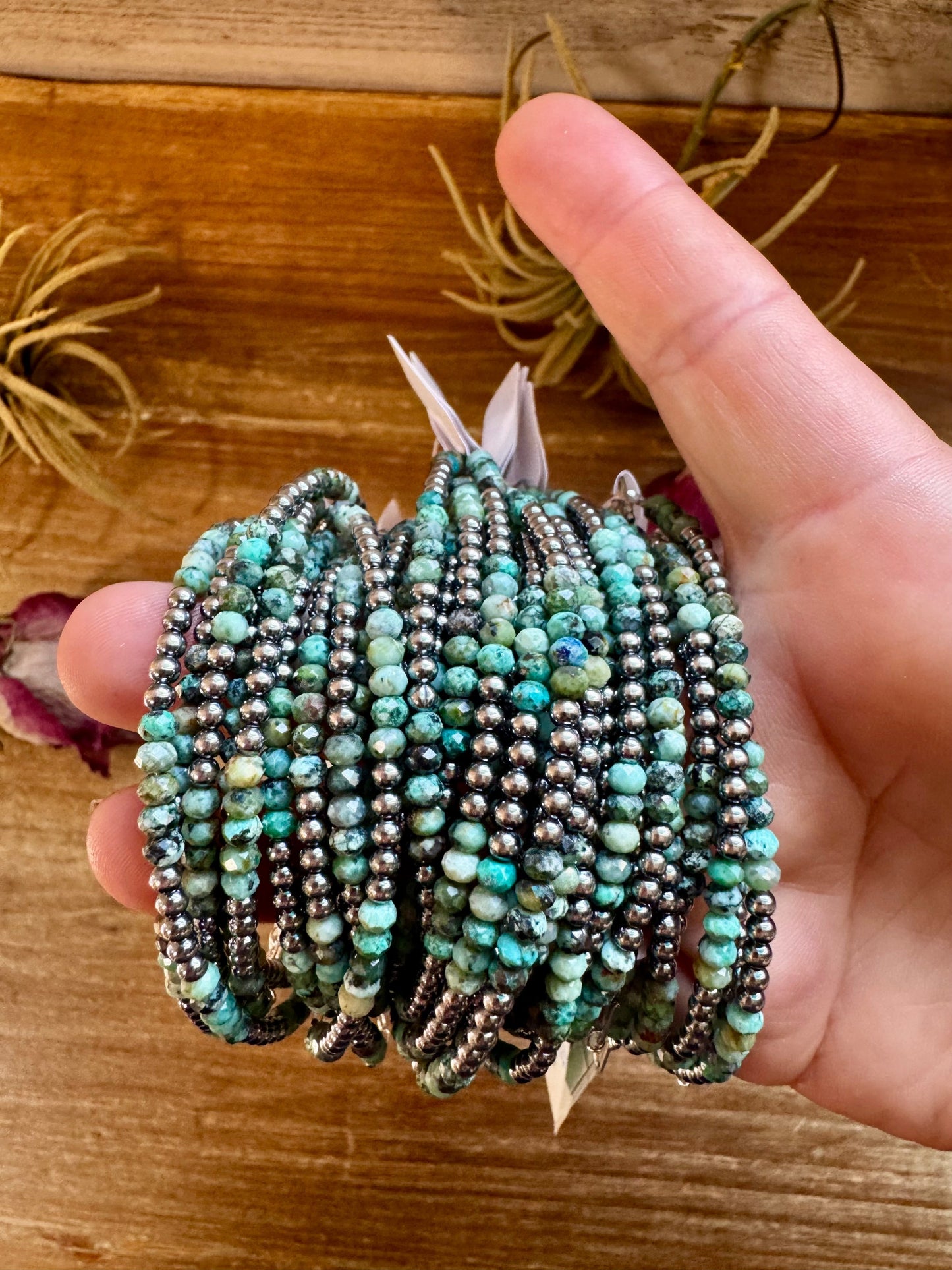 African Turquoise & Sterling Silver Pearl Bracelet – 3mm The Bijoux FAB Jewelry