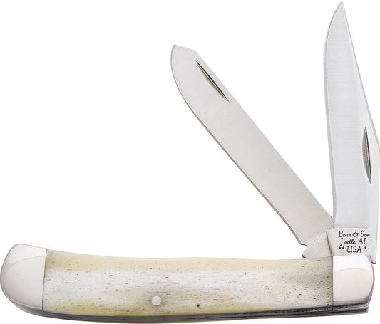 Bear and Son White Smooth Bone Trapper Pocket Knife (BCWS854) 7268 CedarHill Country Market