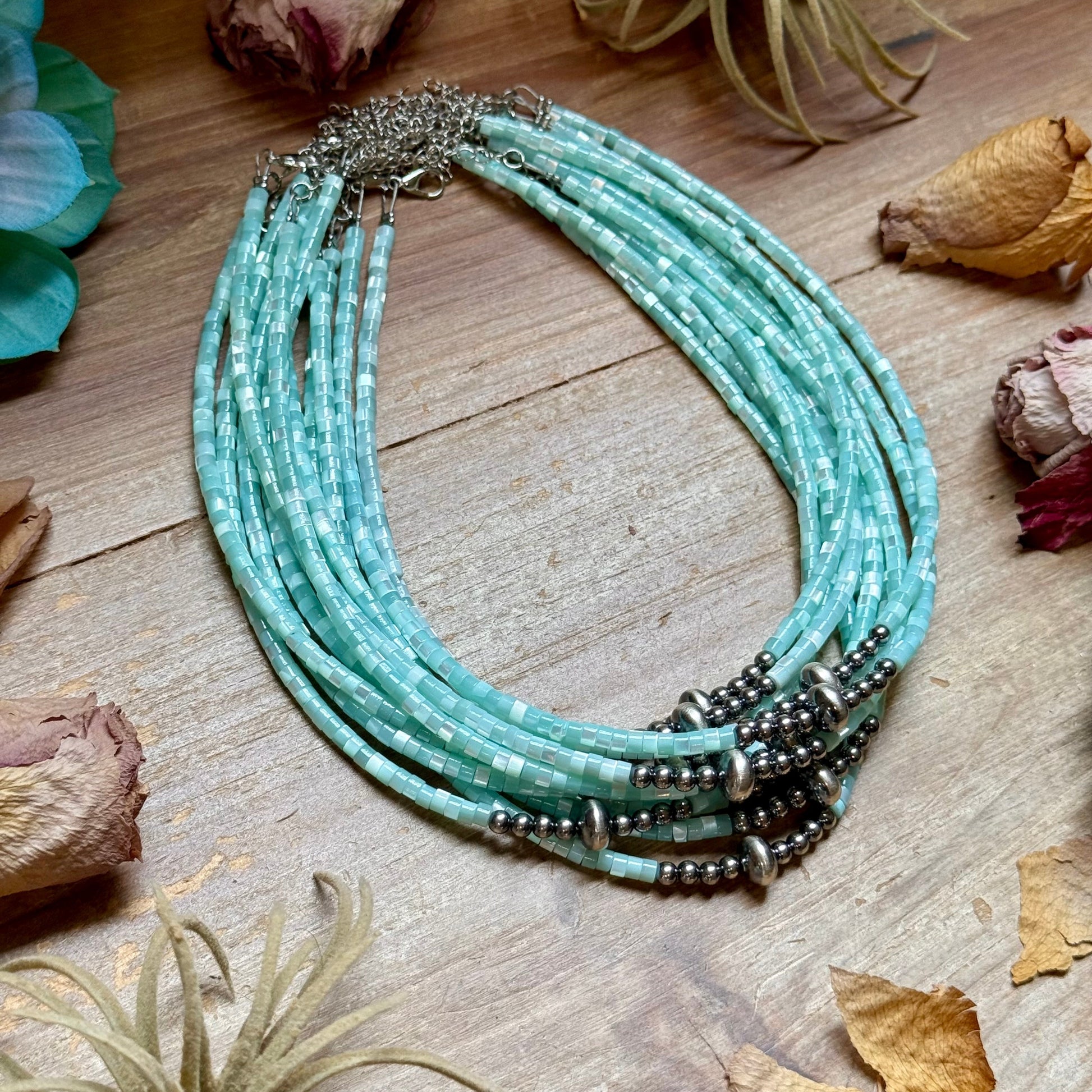 Turquoise Shell Heishi Necklace – 15" The Bijoux FAB Jewelry