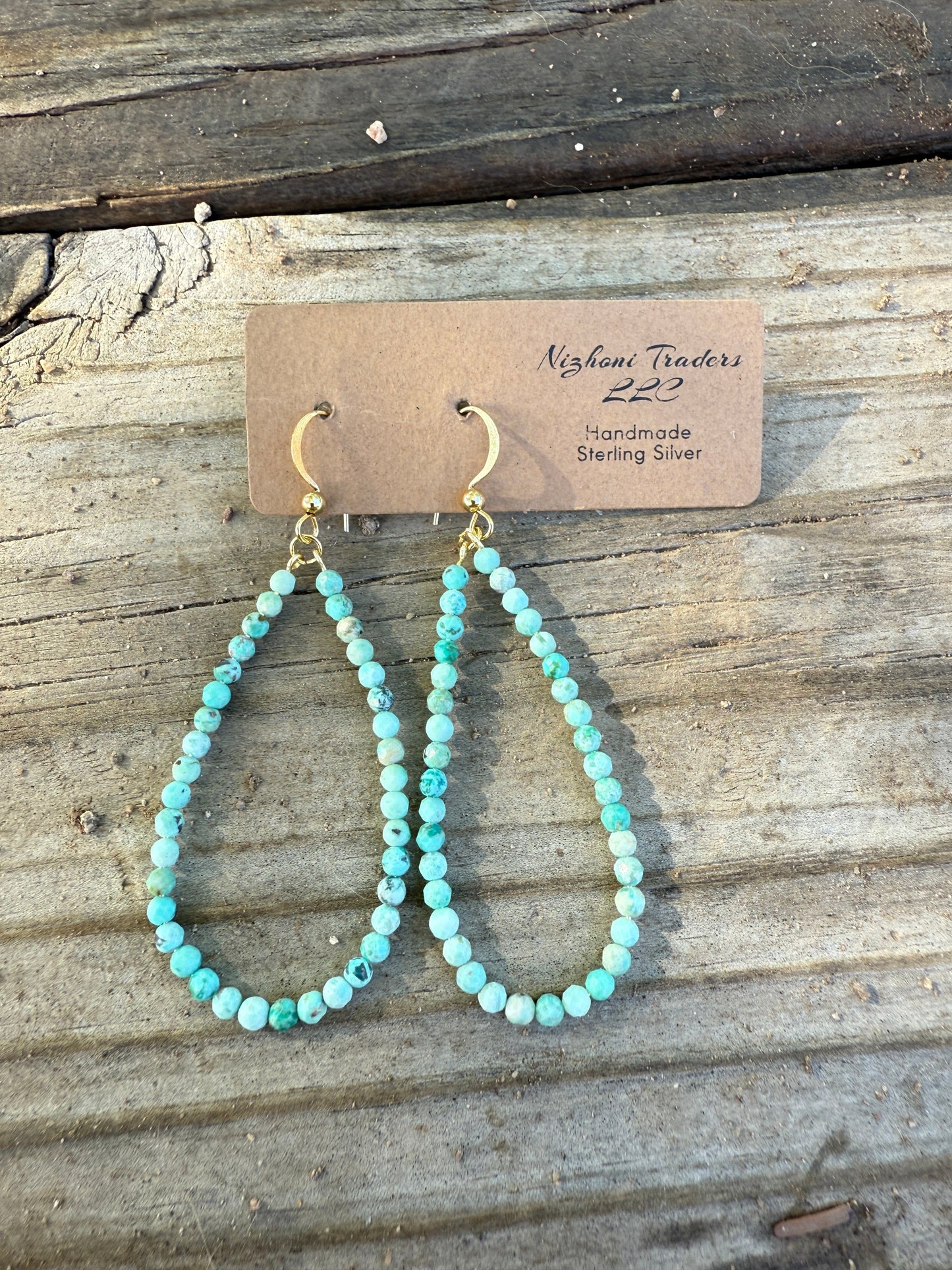 “The Golden Collection” Handmade 14k Gold Plated Turquoise FREEBIRD Earrings Nizhoni Traders LLC