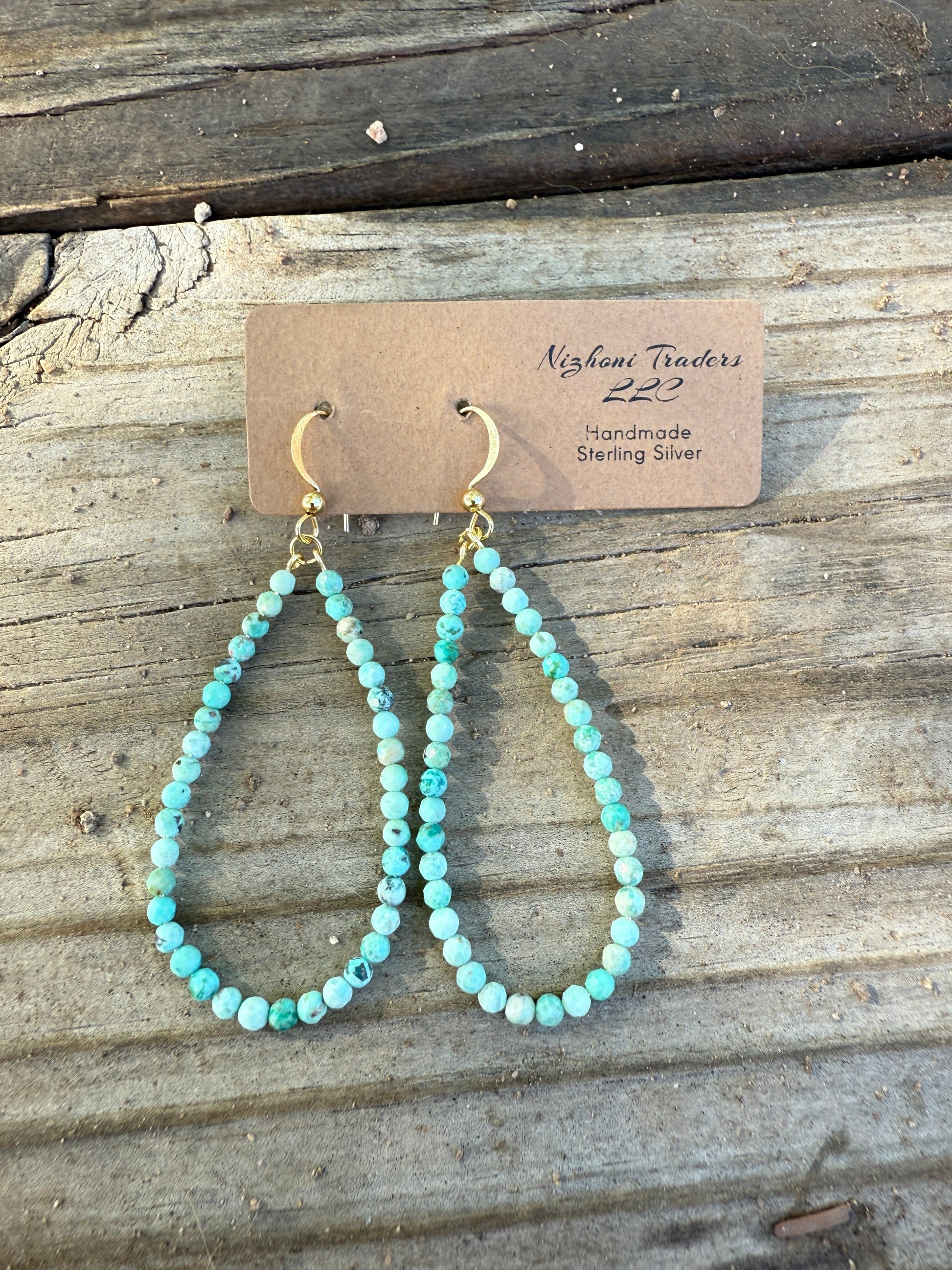 “The Golden Collection” Handmade 14k Gold Plated Turquoise FREEBIRD Earrings Nizhoni Traders LLC