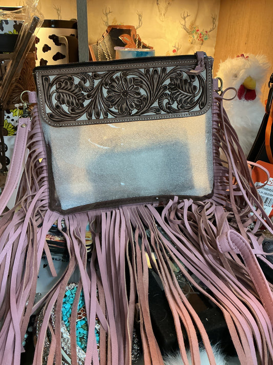 Pink clear concert fringe bag CedarHill Country Market