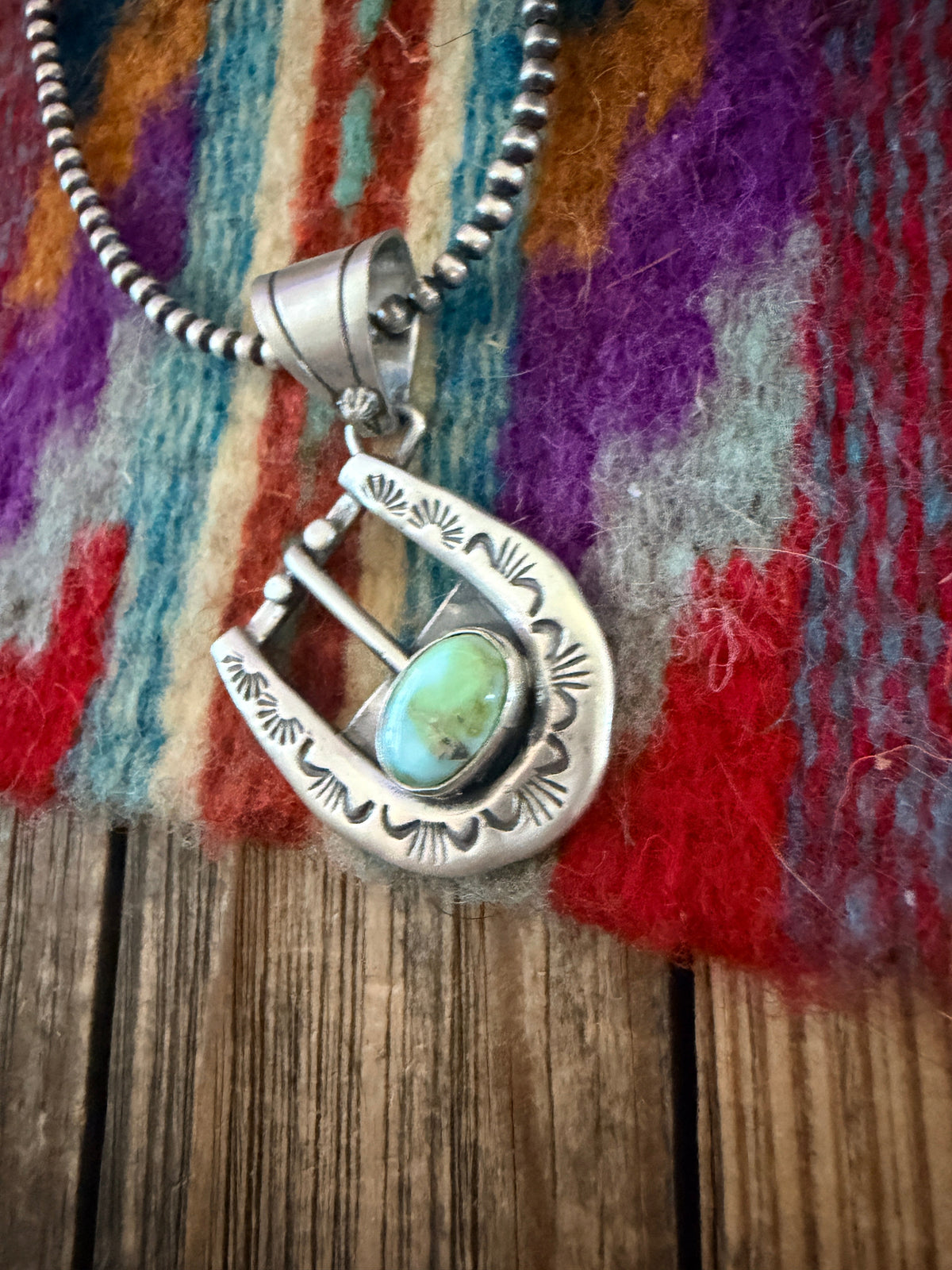 Handcrafted Sterling Silver & Turquoise Belt Buckle Pendant by Leroy James Nizhoni Traders LLC
