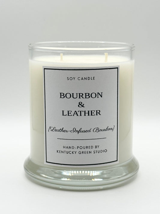 Bourbon & Leather Soy Candle Kentucky Green Studio