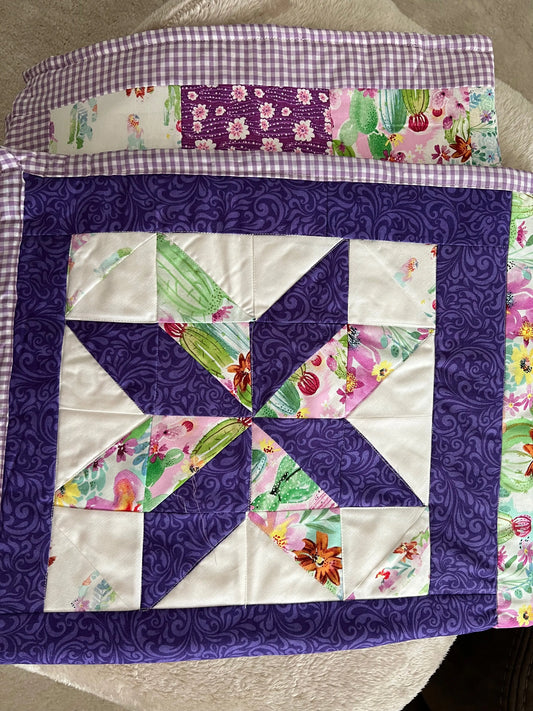 Big Star Purple Baby Receiving Quilt/Blanket Cedar Hill Country Market