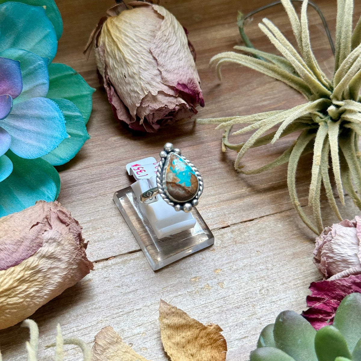 135 - Sterling Silver Easter Blue Turquoise Medicine Man Eye Stamped Stacking Ring by Jason Ogg The Bijoux FAB Jewelry