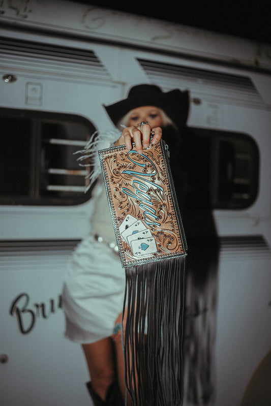 The Turquoise Vegas Clutch Wristlet a Haute Southern Hyde by Beth Marie Exclusive Haute Southern Hyde