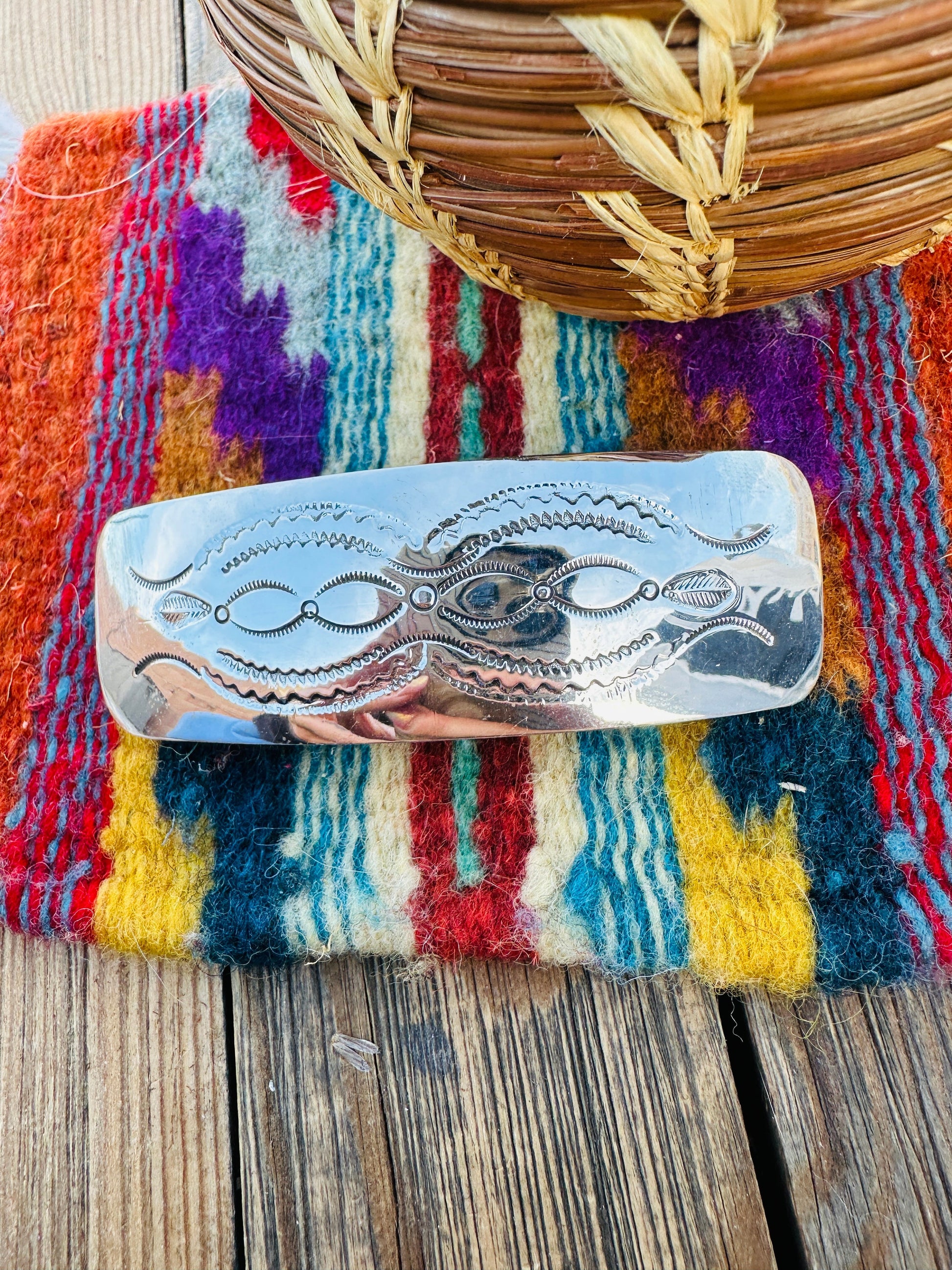 Handcrafted Sterling Silver Hair Barrette Nizhoni Traders LLC