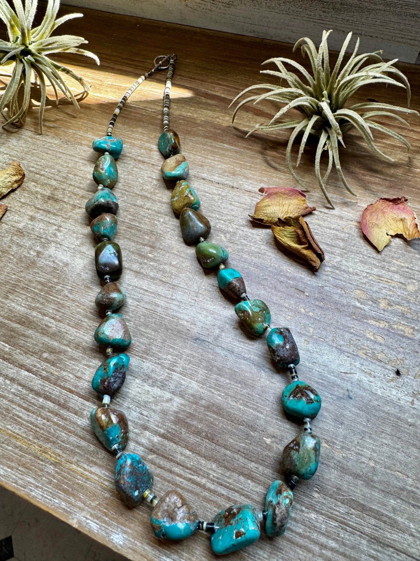 27-Inch Necklace – Natural Shell & Turquoise Nuggets The Bijoux FAB Jewelry