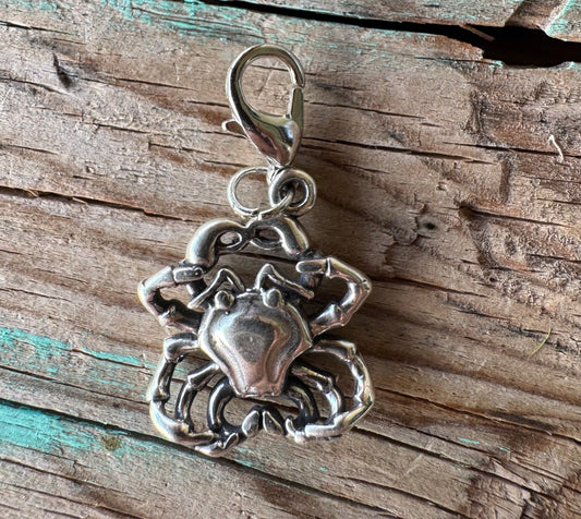 Handcrafted Sterling Silver Cancer/ Crab Charm Nizhoni Traders LLC