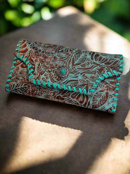 Myra hand stitched Concho wallet with whip stitching CedarHill Country Market