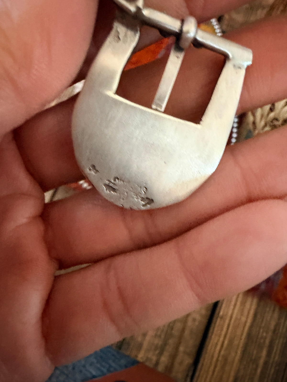 Handcrafted Sterling Silver & Turquoise Belt Buckle Pendant by Leroy James Nizhoni Traders LLC