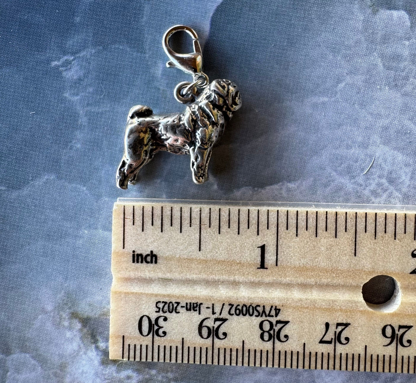 Handcrafted Sterling Silver Pug Dog Charm Nizhoni Traders LLC