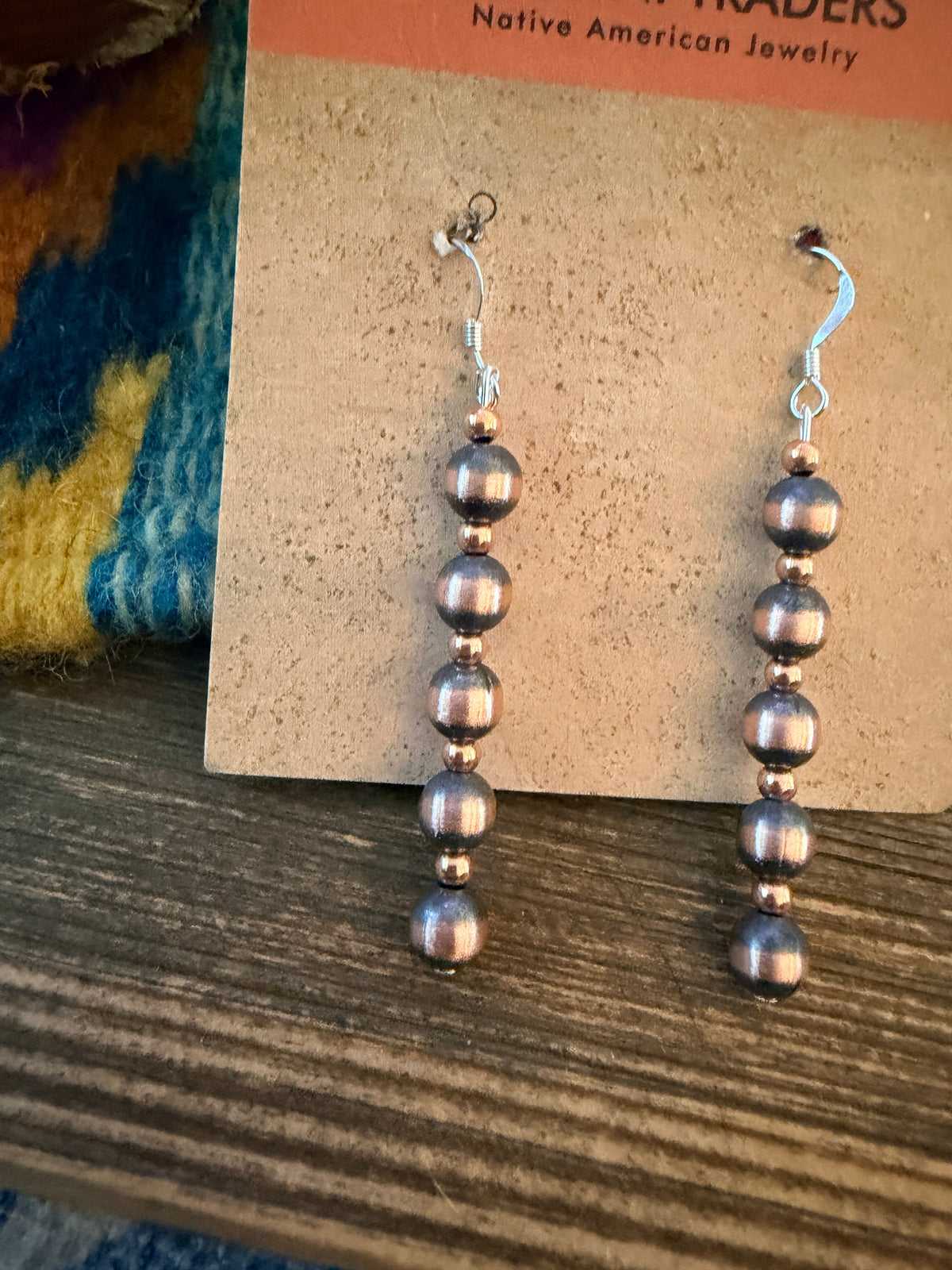 Handcrafted Copper Beaded Dangle Earrings Nizhoni Traders LLC
