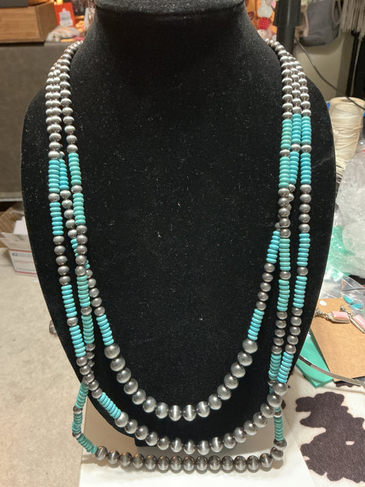 Navajo fashion three strand necklace set CedarHill Country Market