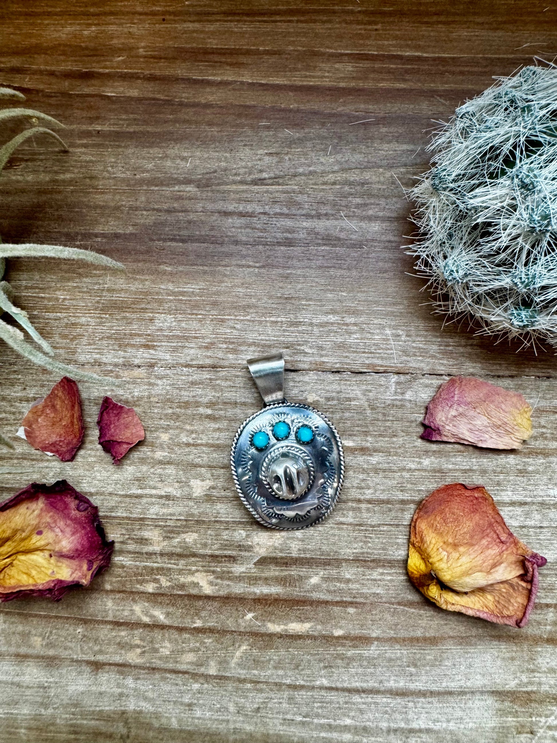 Cowboy Hat Pendant - Kingman Turquoise & Sterling Silver The Bijoux FAB Jewelry