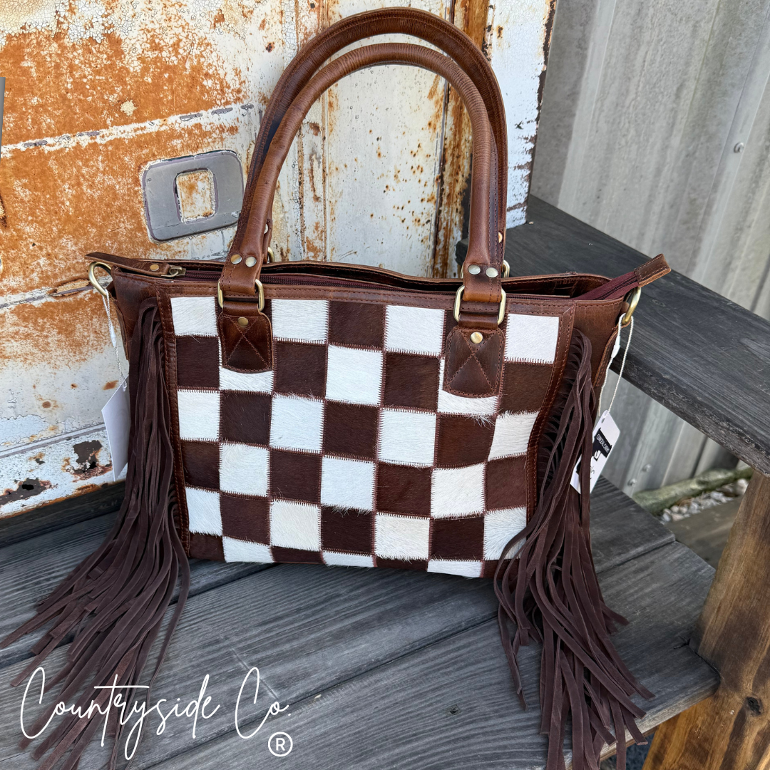 Canyon Check Cowhide Concealed Carry Purse Countryside Co.
