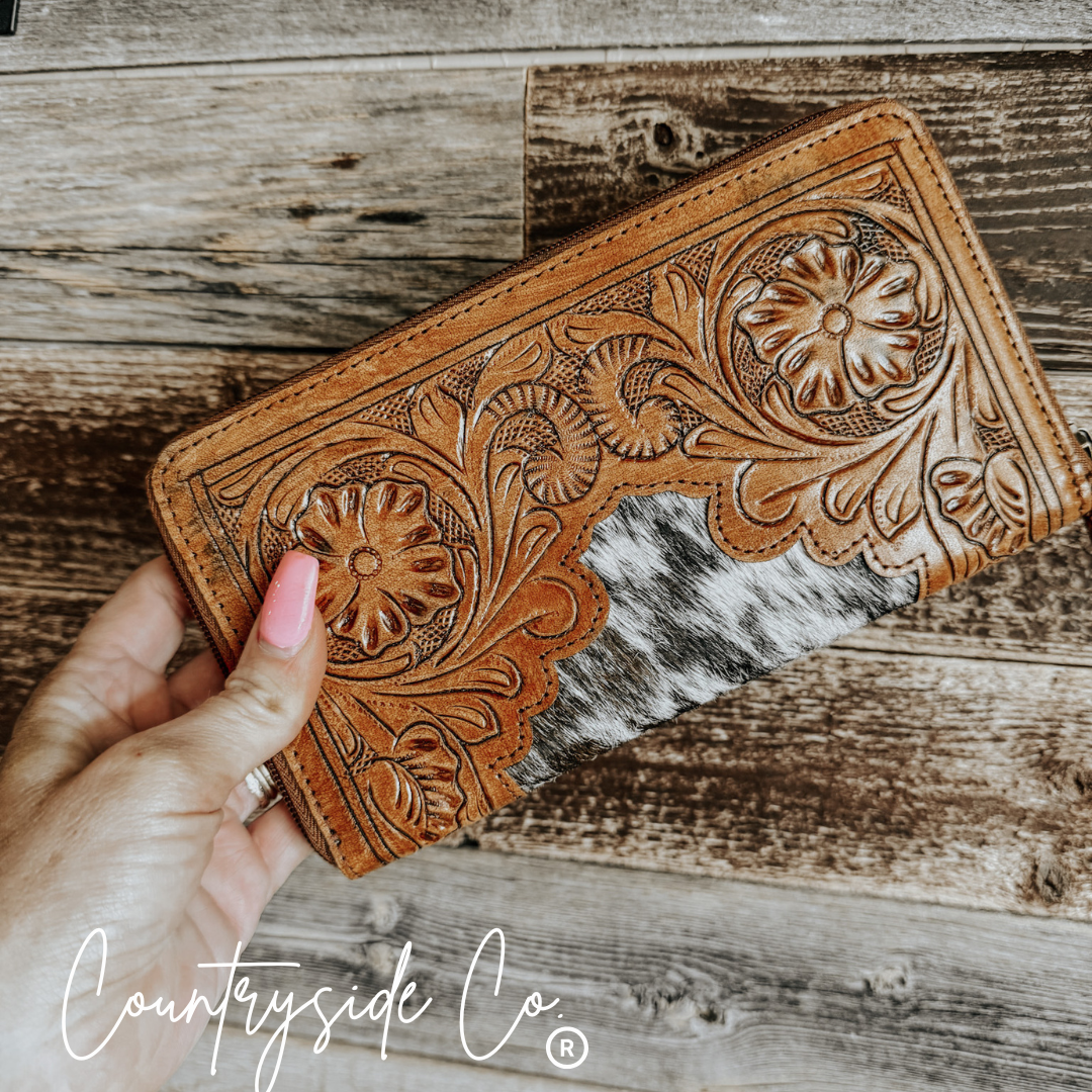 Juliet Tooled Leather Cowhide Wallet Countryside Co.