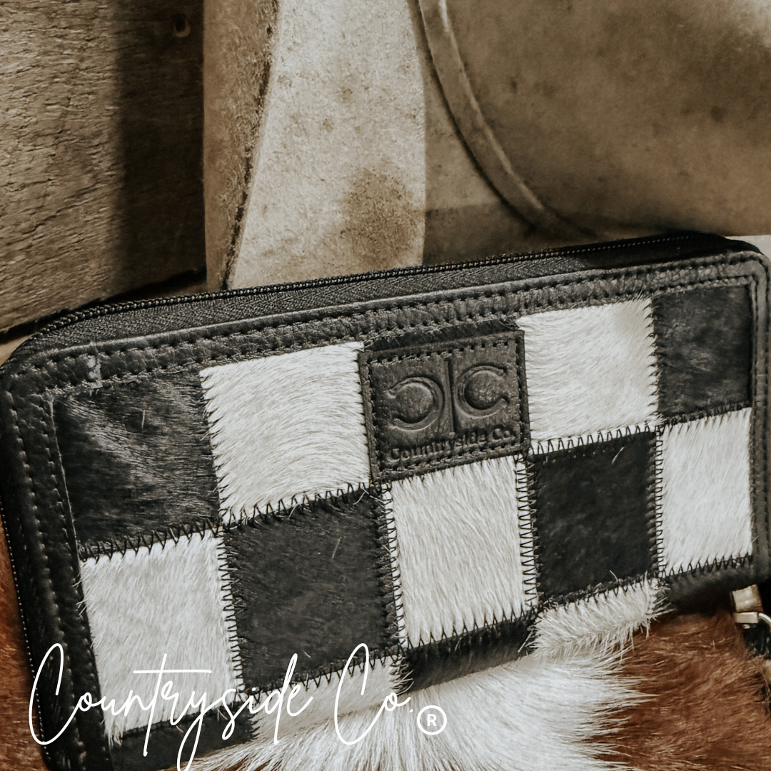 Stockyard Checkered Cowhide Wallet Countryside Co.