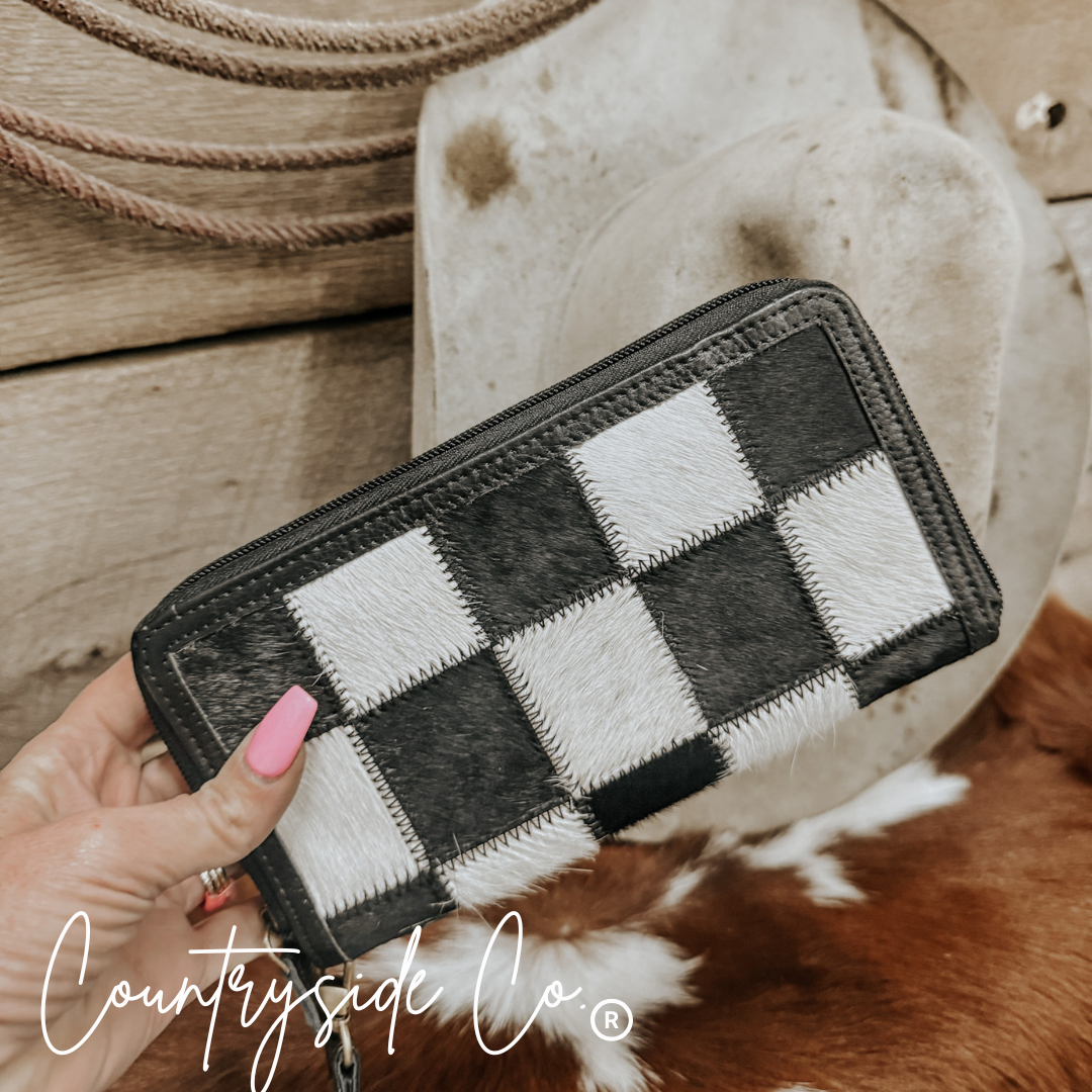 Stockyard Checkered Cowhide Wallet Countryside Co.