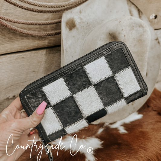 Stockyard Checkered Cowhide Wallet Countryside Co.