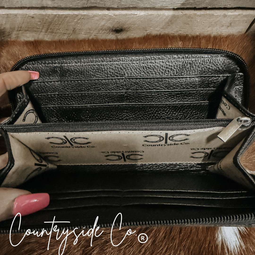 Stockyard Checkered Cowhide Wallet Countryside Co.