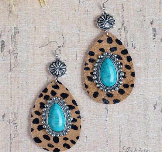 Country Cutie Teardrop Earrings with Stone, Brown Cedar Hill Country Market