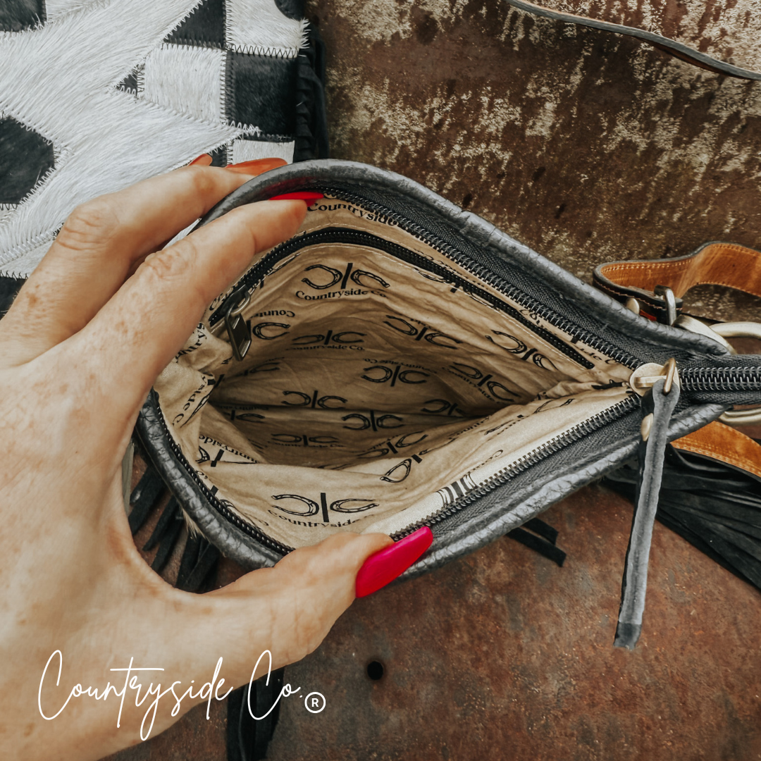 Grit and Glam Stockyards Cowhide Checkered Purse Countryside Co.