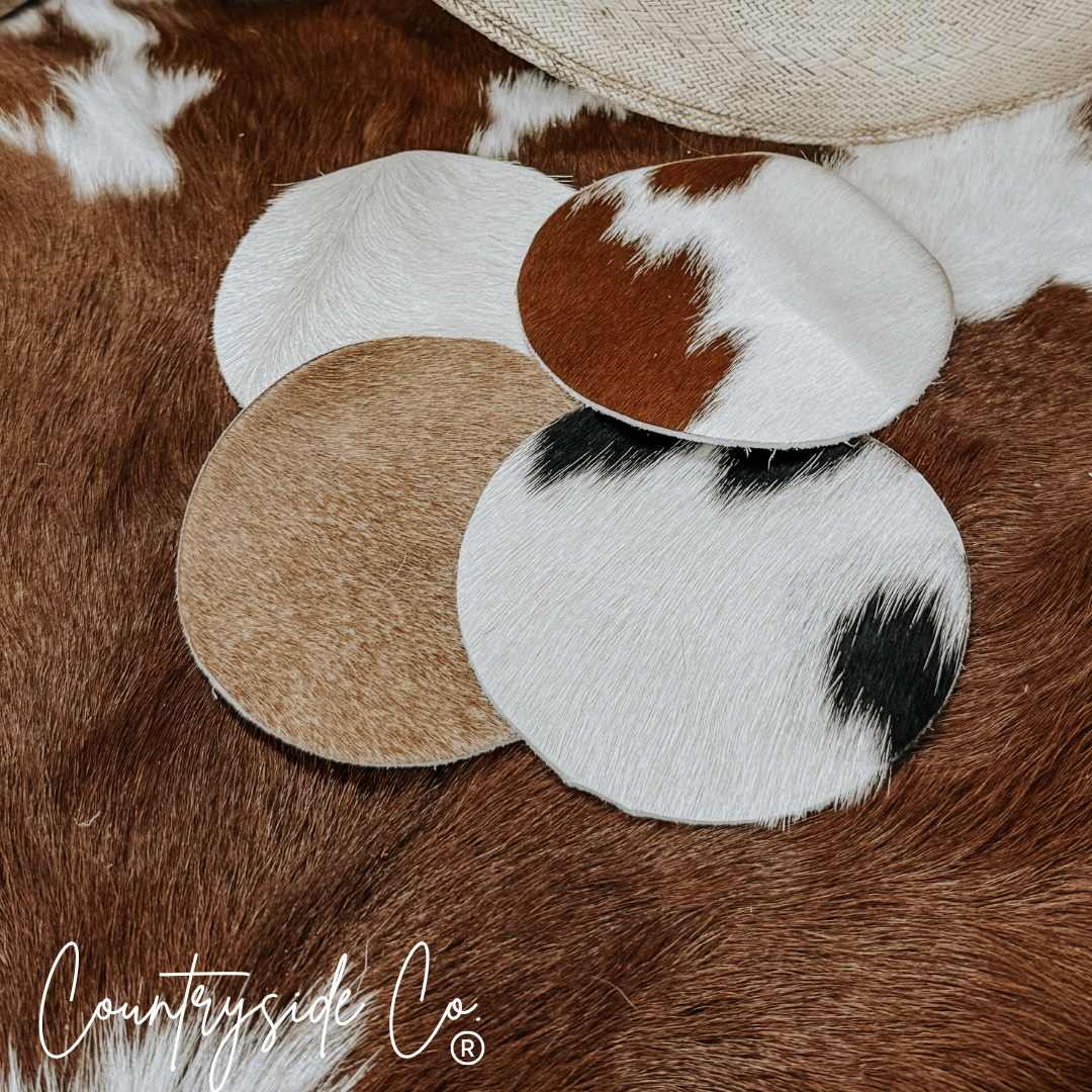 Cowhide Coaster Set Countryside Co.