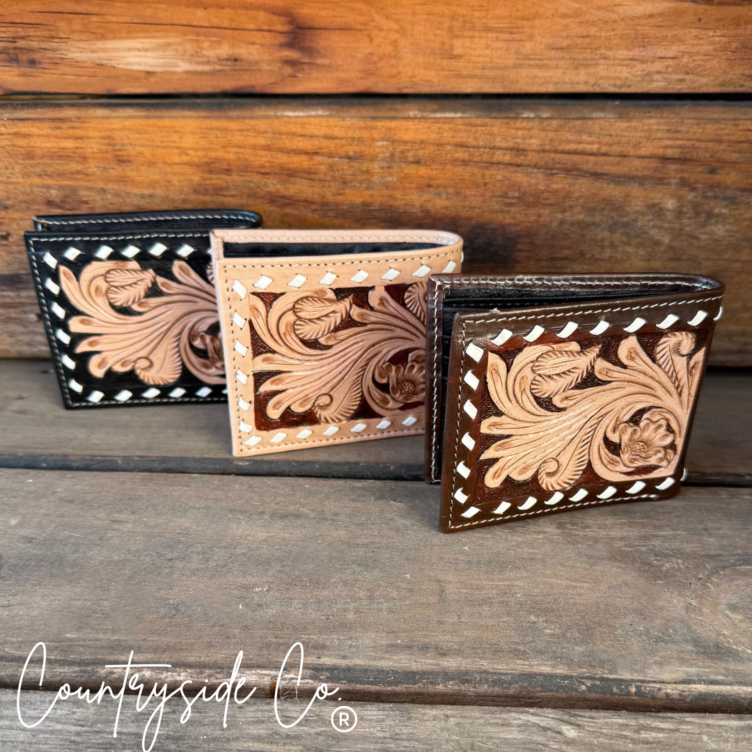 Beaded Cross Leather Men's Wallet Countryside Co.