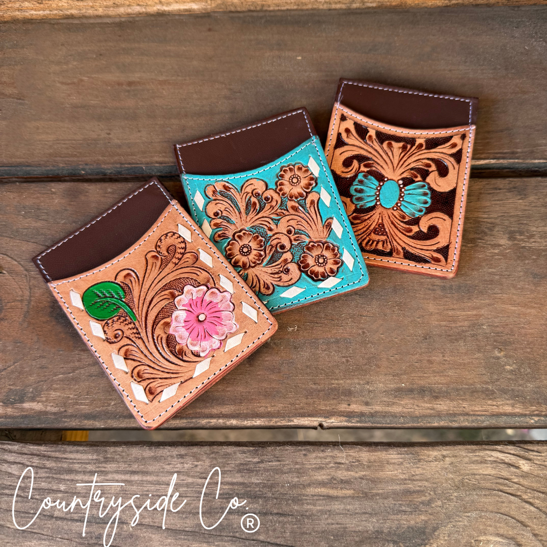 Tooled Leather Credit Card Holder Countryside Co.