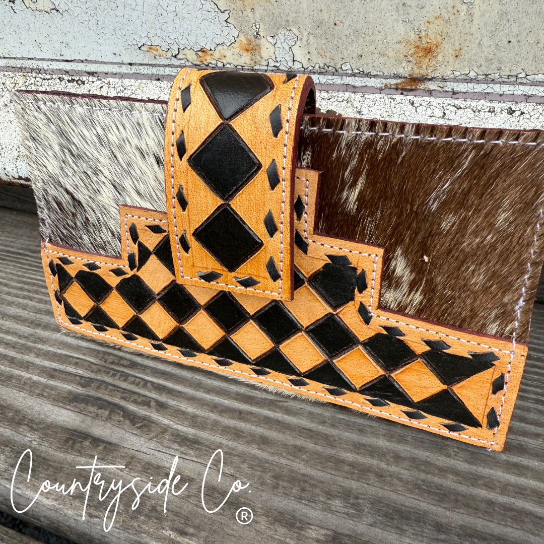 High Plains Checkered Cowhide Wallet Countryside Co.