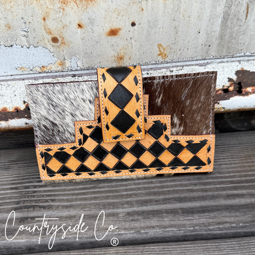 High Plains Checkered Cowhide Wallet Countryside Co.