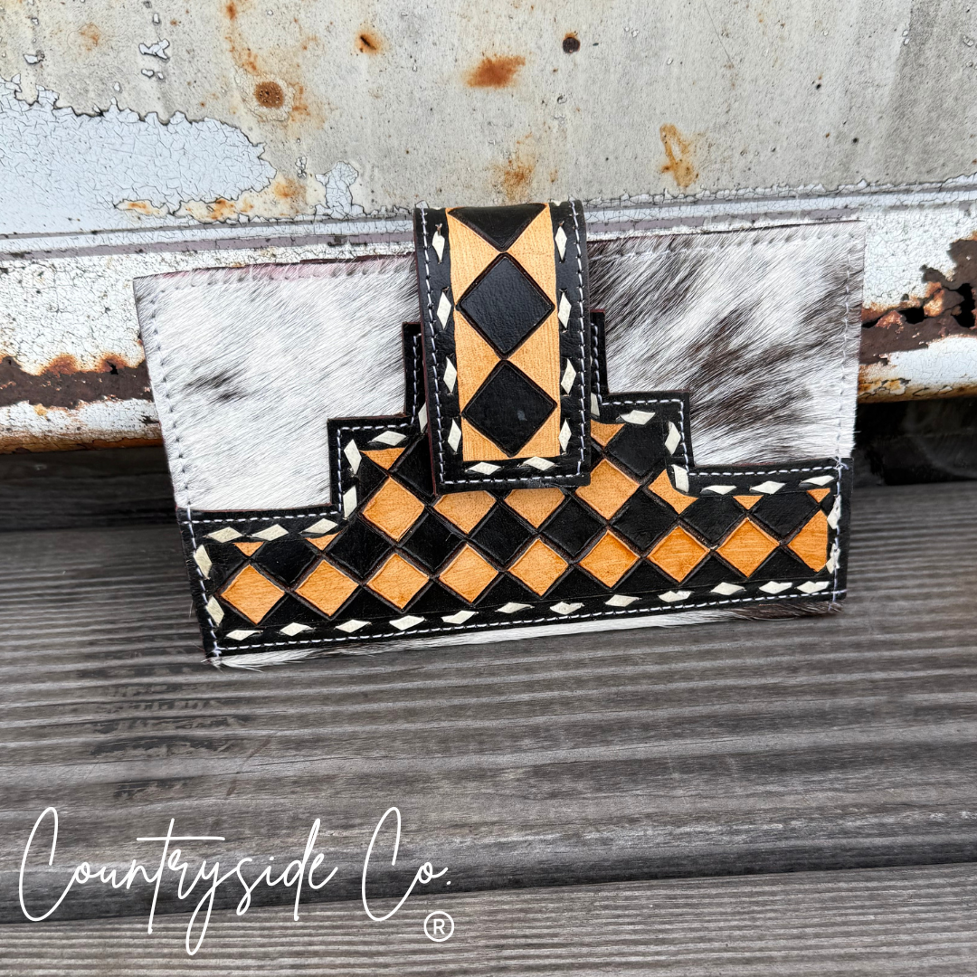 High Plains Checkered Cowhide Wallet Countryside Co.