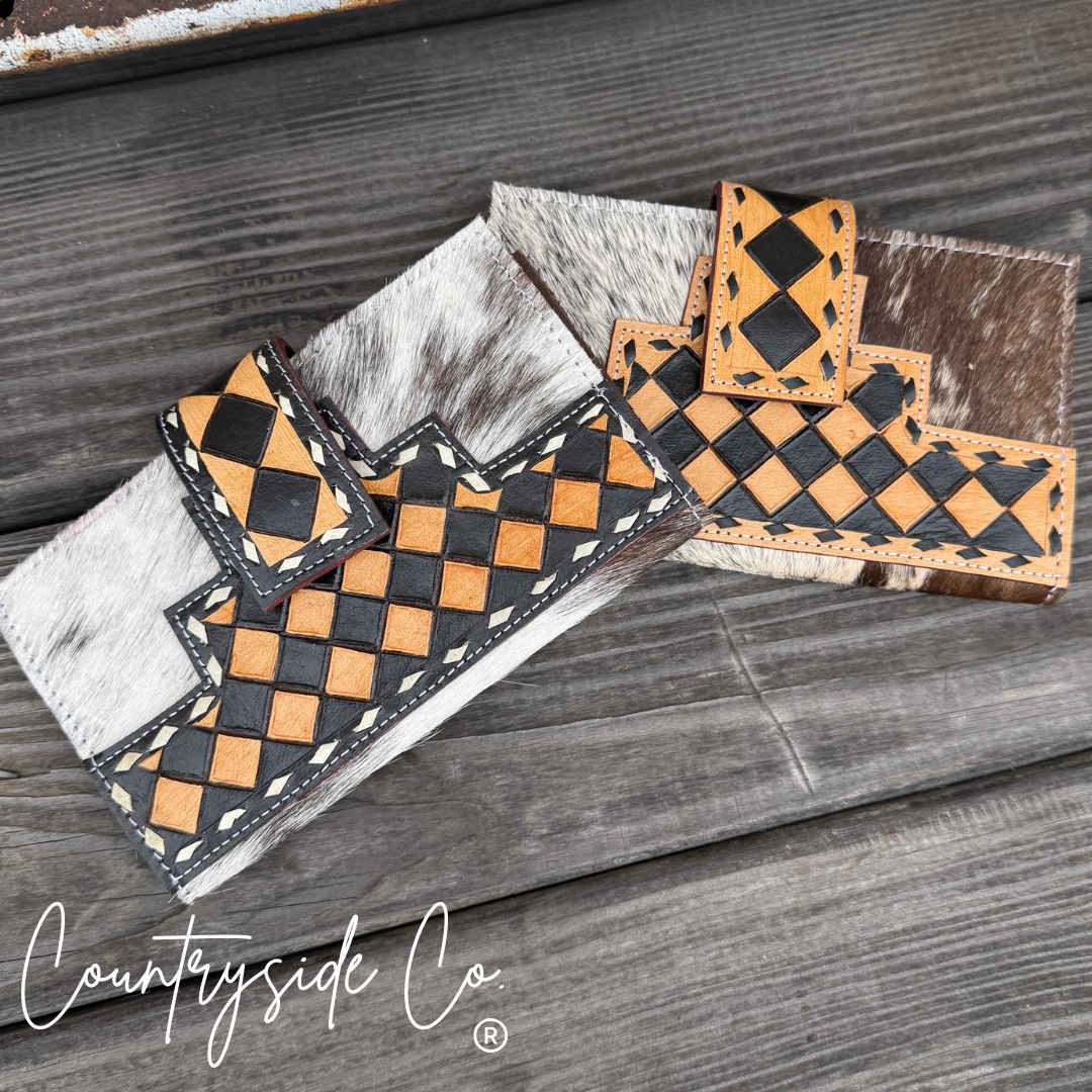 High Plains Checkered Cowhide Wallet Countryside Co.