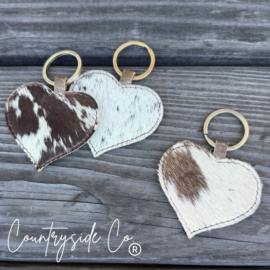 Heart Cowhide Keychain Countryside Co.