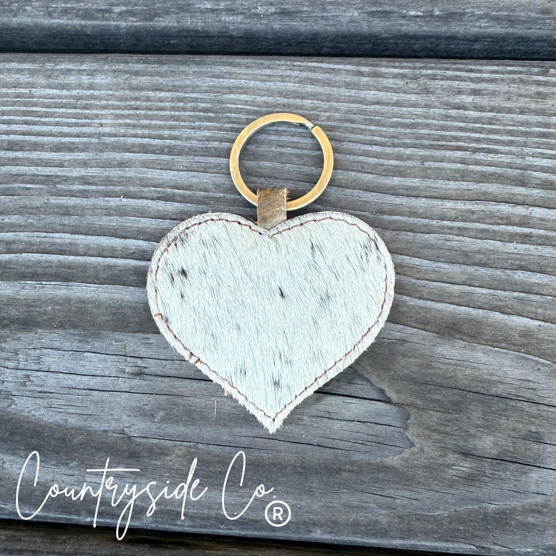 Heart Cowhide Keychain Countryside Co.