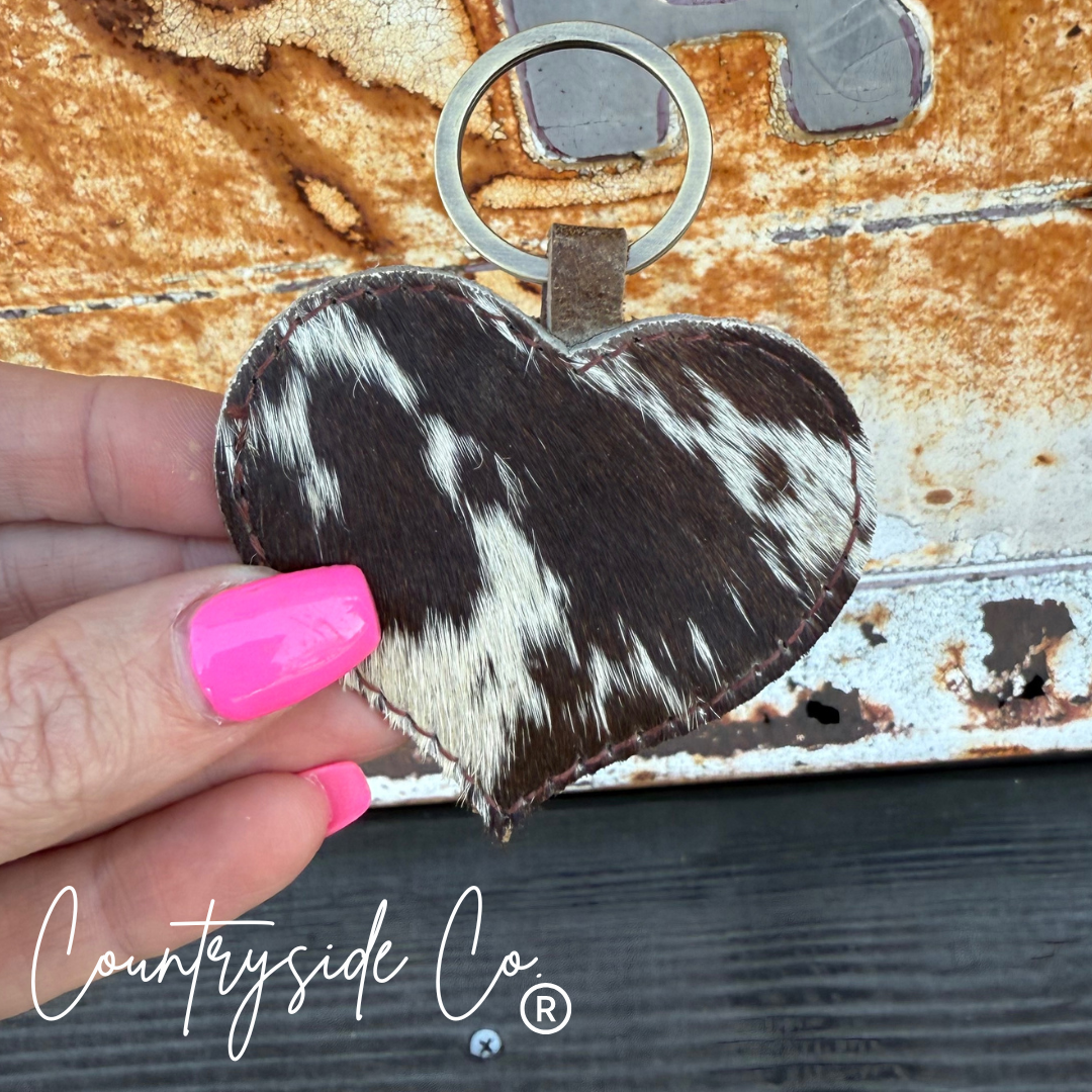 Heart Cowhide Keychain Countryside Co.