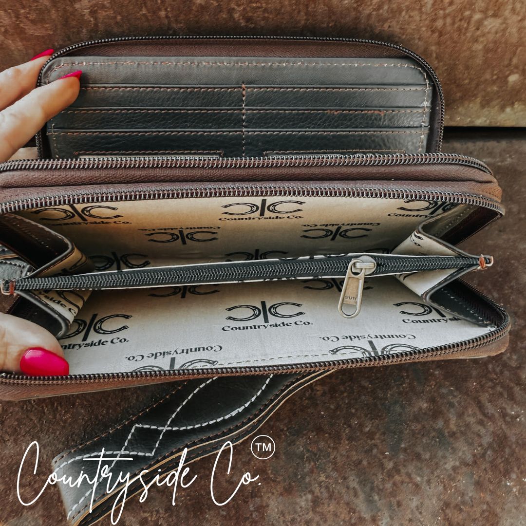 Boot Stitch Leather Wallet Wristlet Countryside Co.