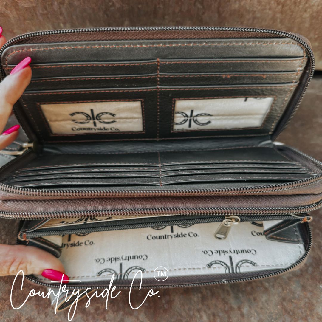 Boot Stitch Leather Wallet Wristlet Countryside Co.