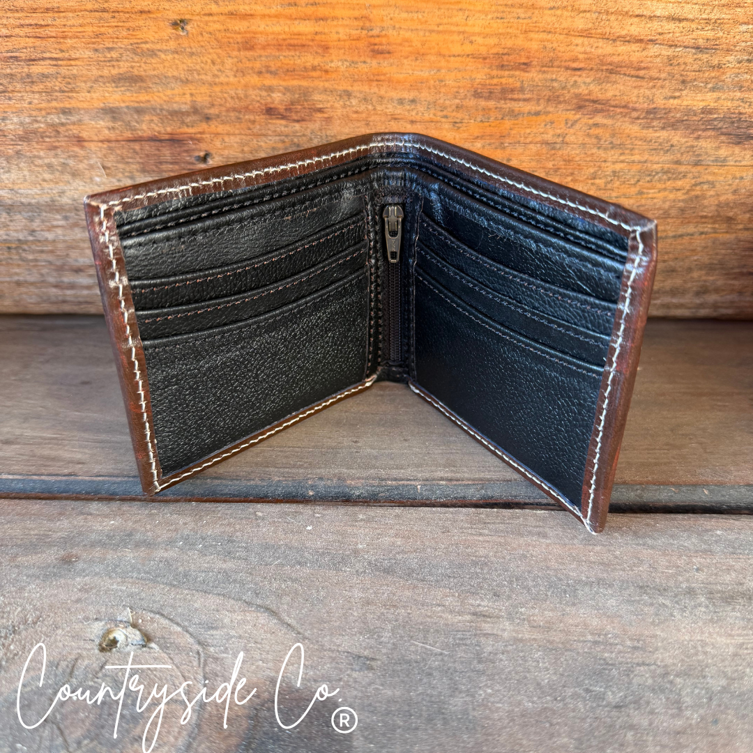 Beaded Cross Leather Men's Wallet Countryside Co.