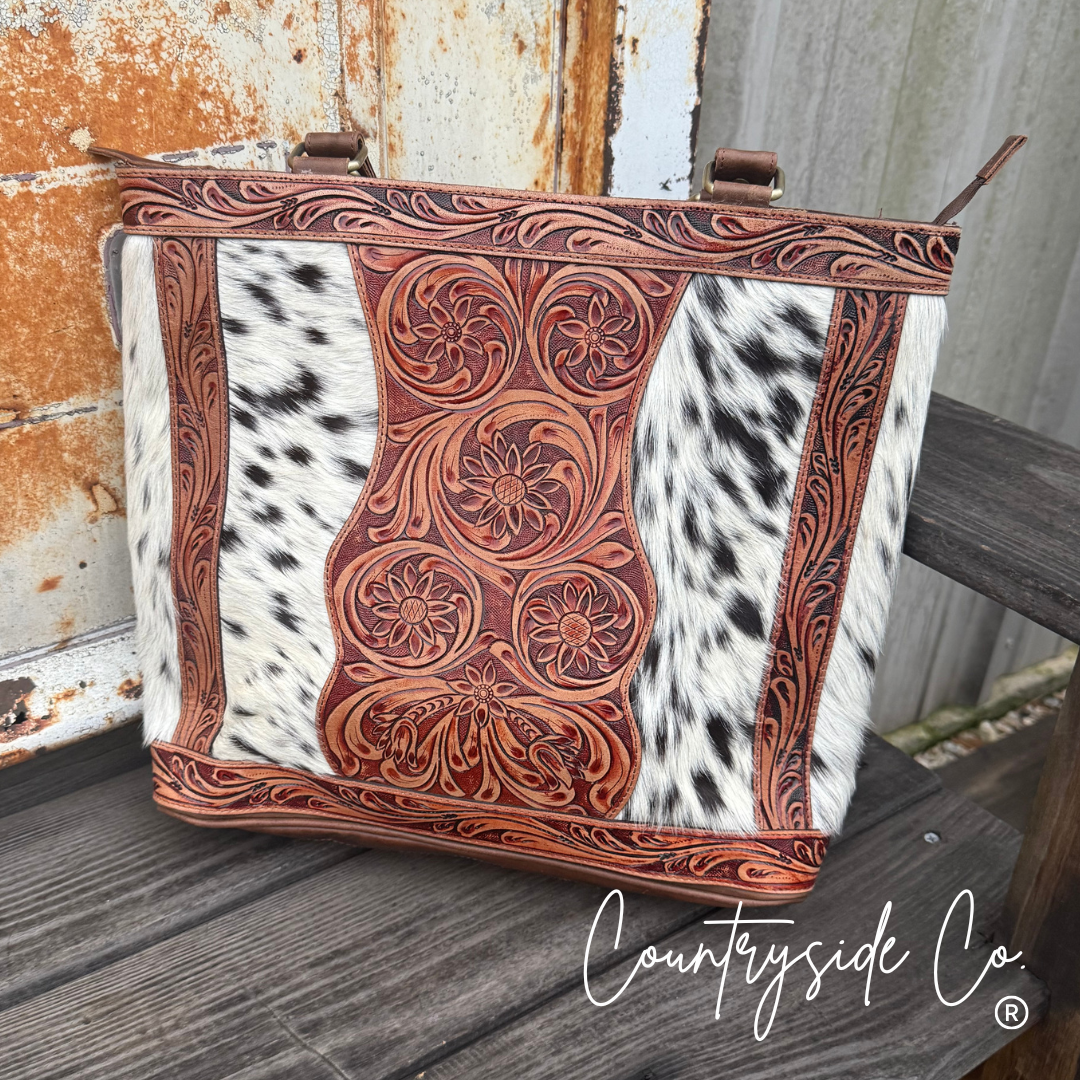 Lucille Conceal Carry Cowhide Leather Tote Purse Countryside Co.