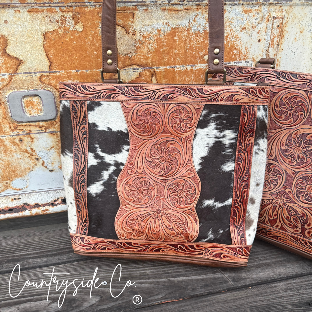 Lucille Conceal Carry Cowhide Leather Tote Purse Countryside Co.