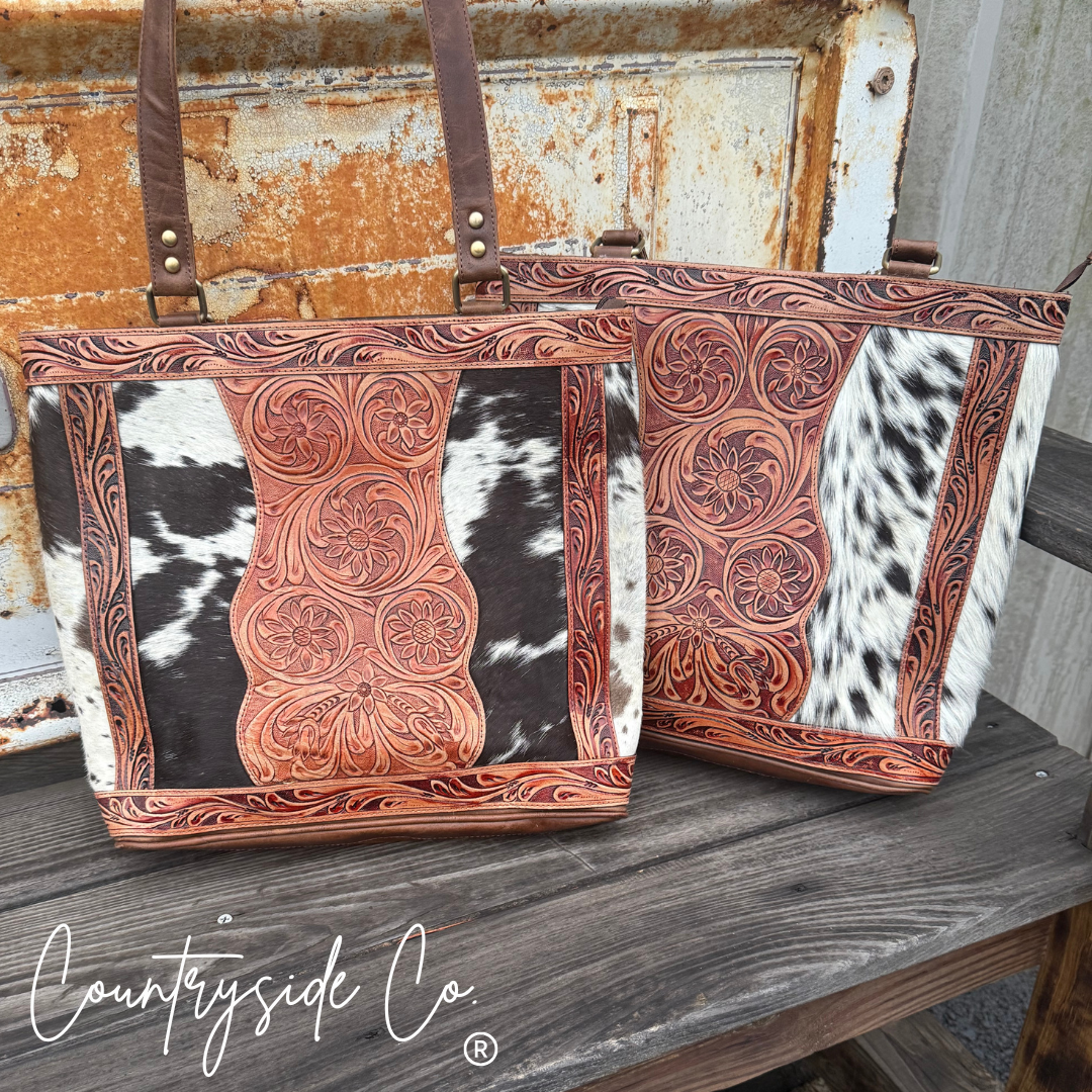 Lucille Conceal Carry Cowhide Leather Tote Purse Countryside Co.