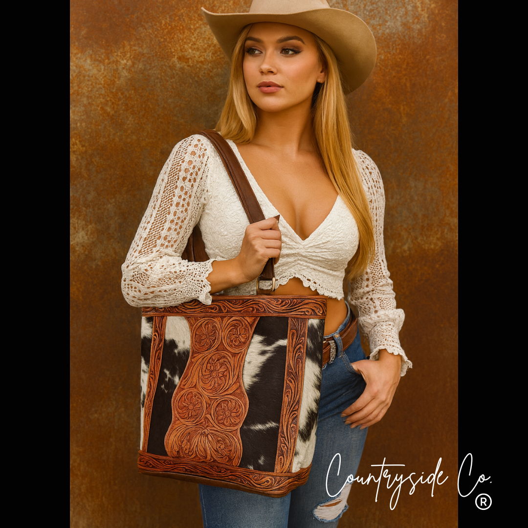 Lucille Conceal Carry Cowhide Leather Tote Purse Countryside Co.